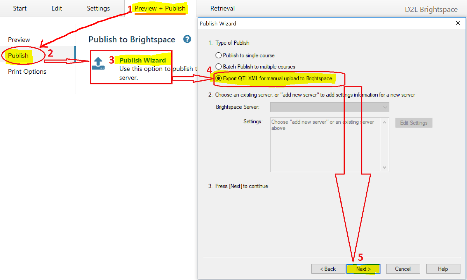 Export Respondus file (follow Step 4.1 through 4.5