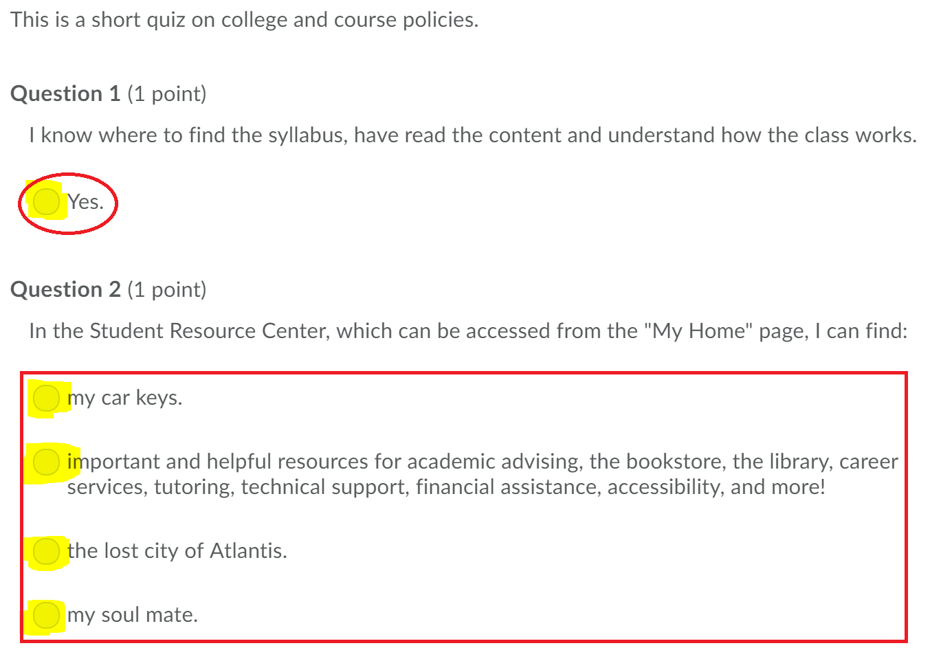 Questions default layout without enumeration or answer numbering