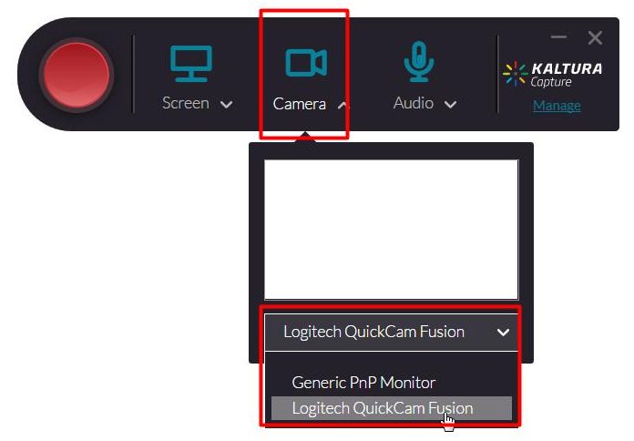 Kaltura Capture Webcam recording 