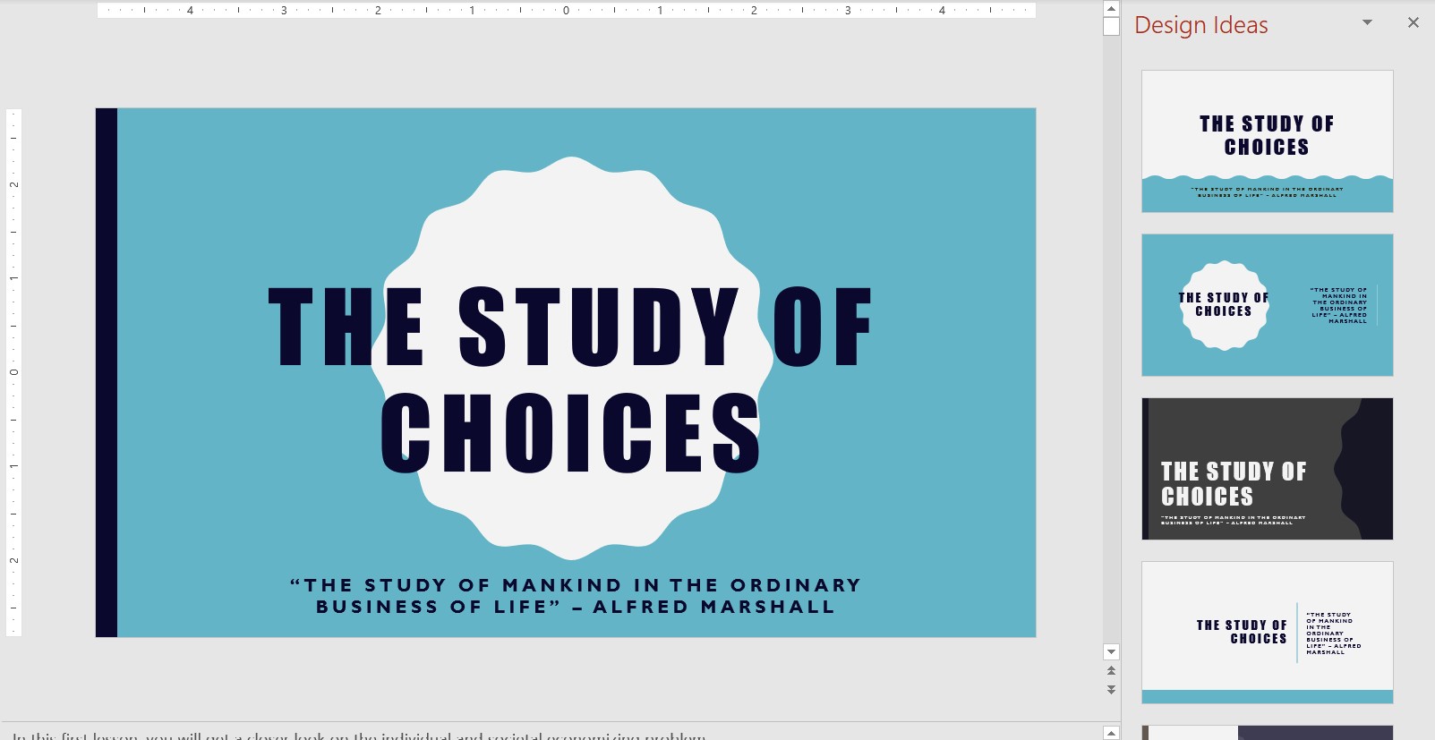 Screenshot of Design Ideas Pane