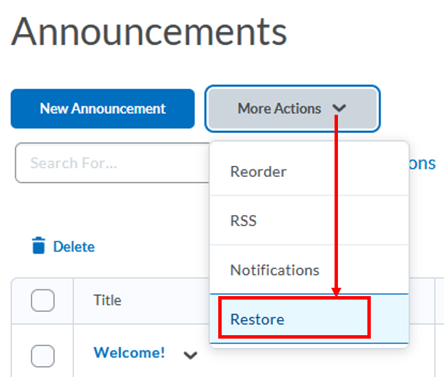 Announcements-restore-deleted announcement
