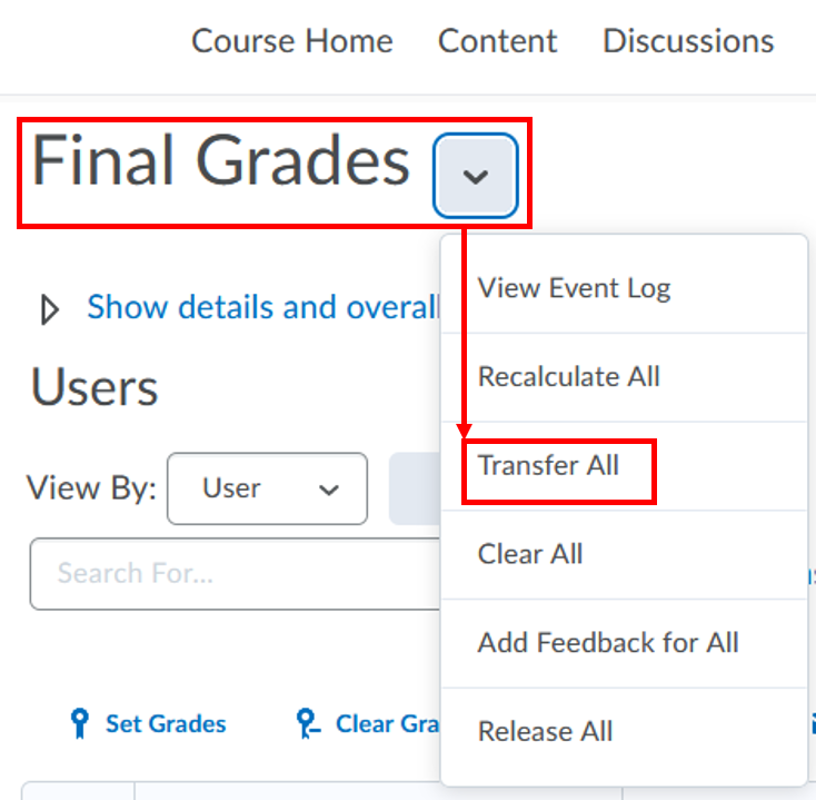 Final adjusted grade-transfer all