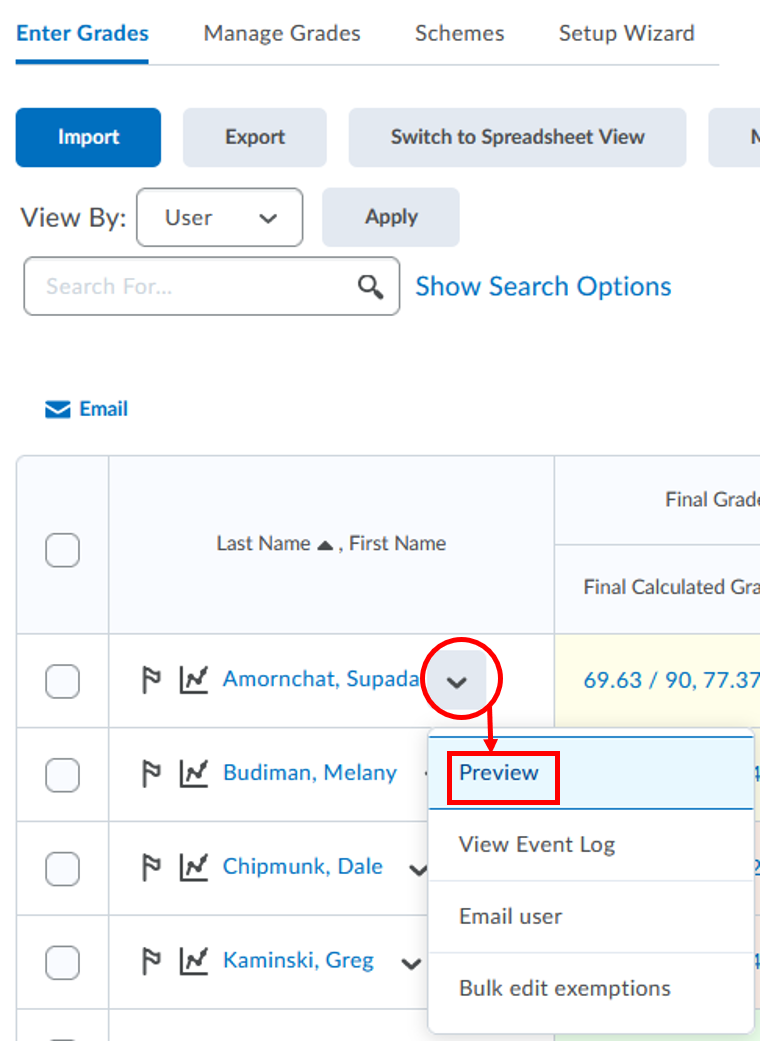 Grades-preview student grade
