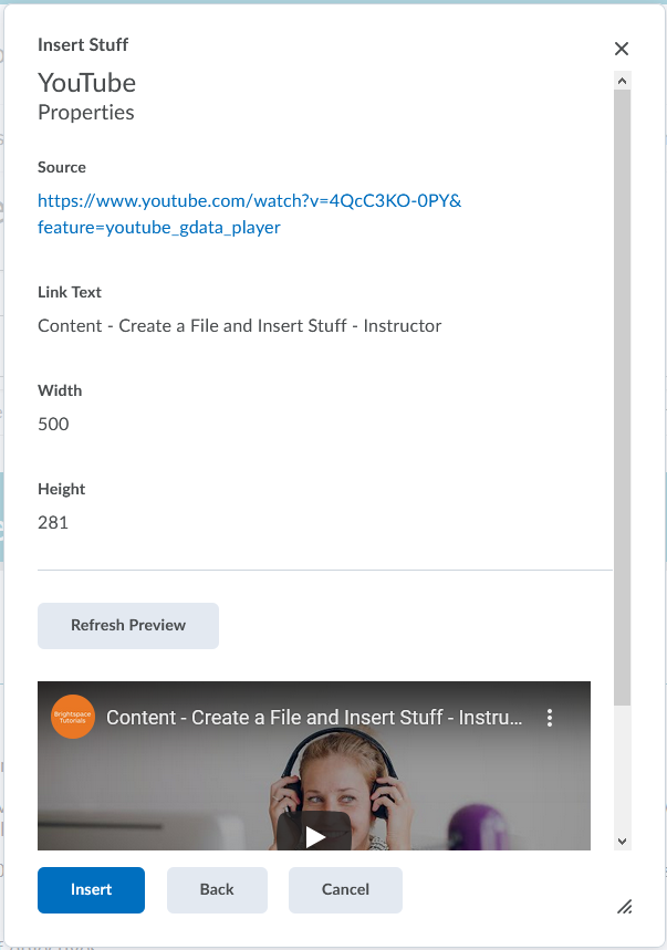 Insert Stuff-YouTube-Insert video