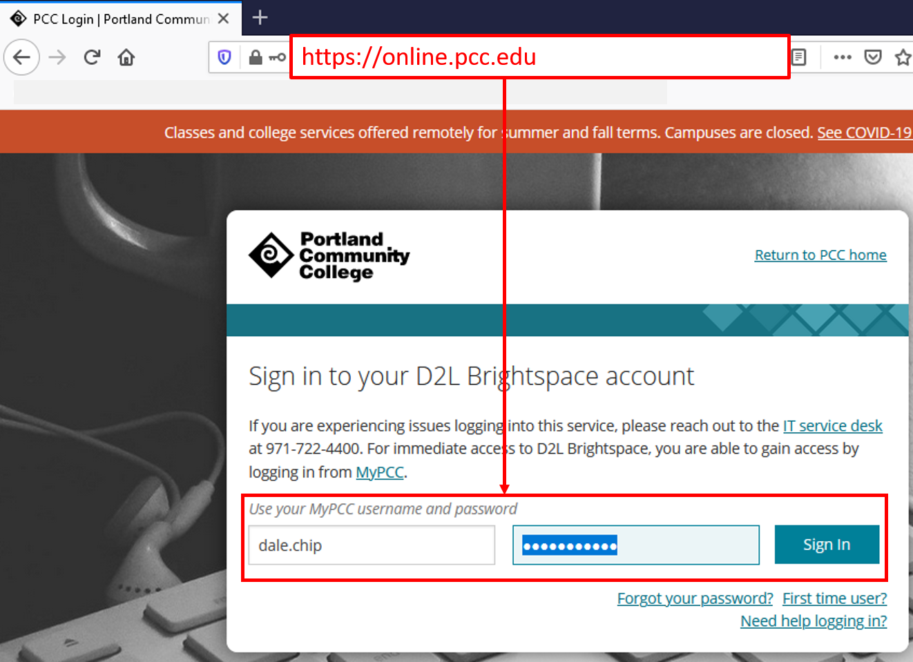 D2L Brightspace login