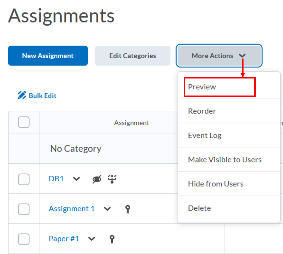 Assignments: More Actions - Preview