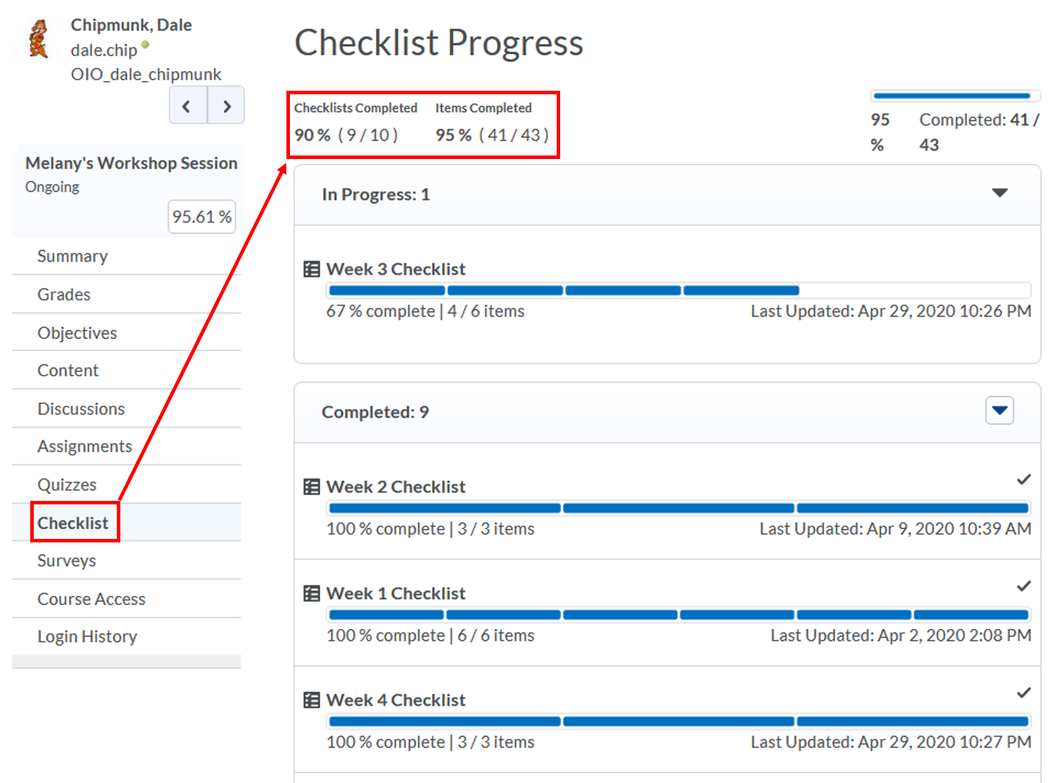 class-progress: Checklist