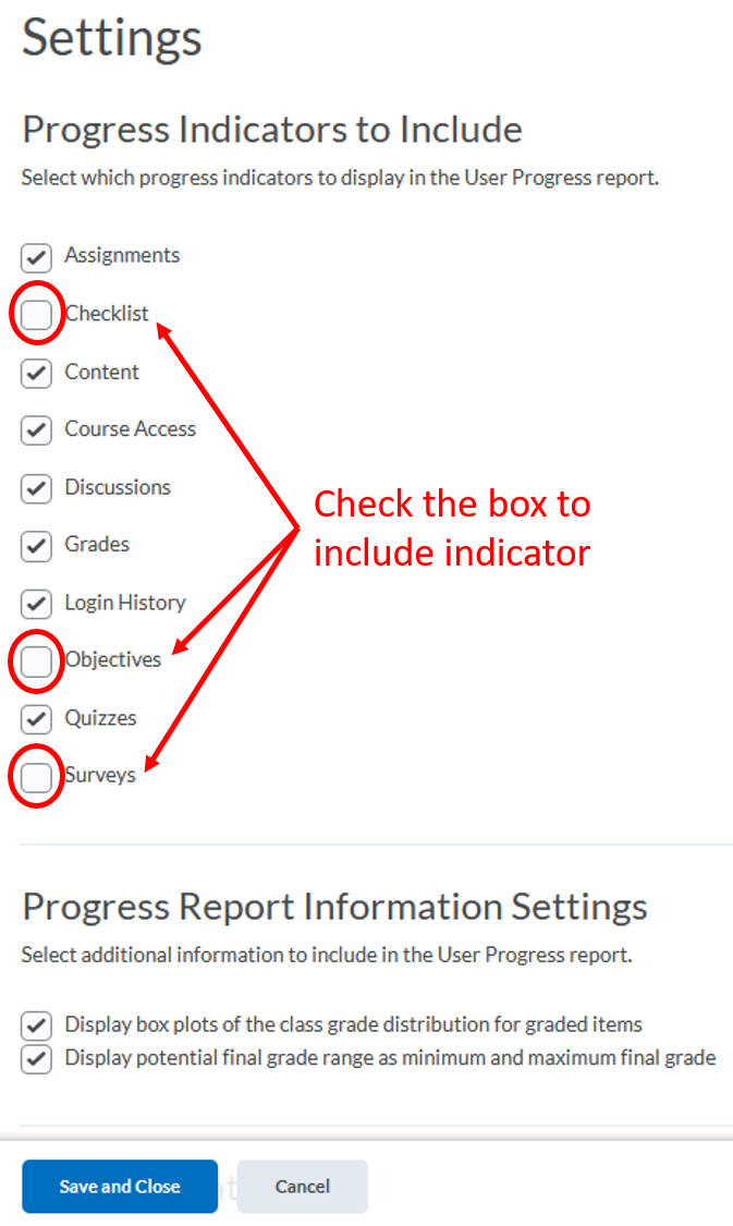 class-progress: Indicators Settings, then Choose indicator to include