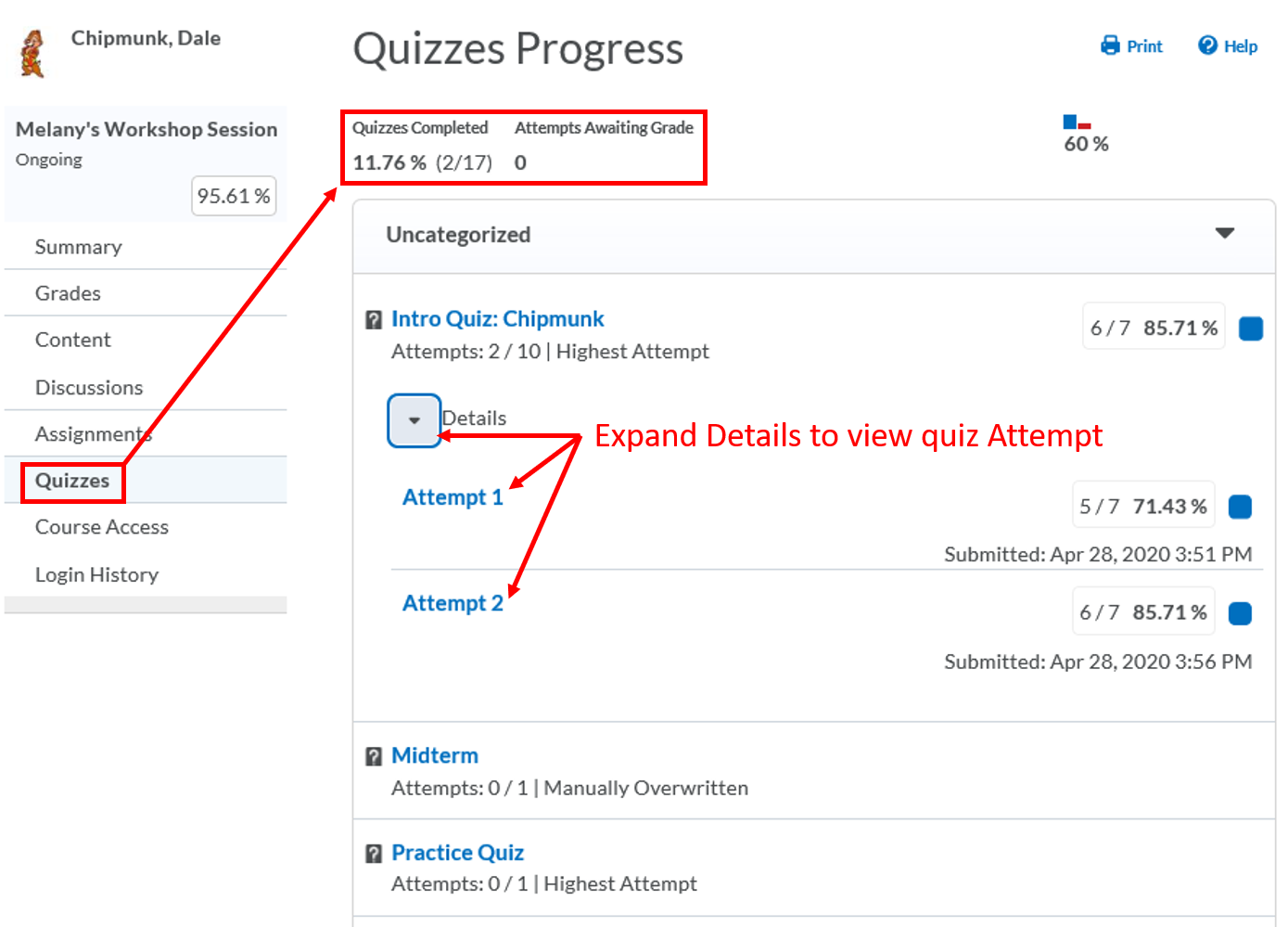 class-progress: Quizzes