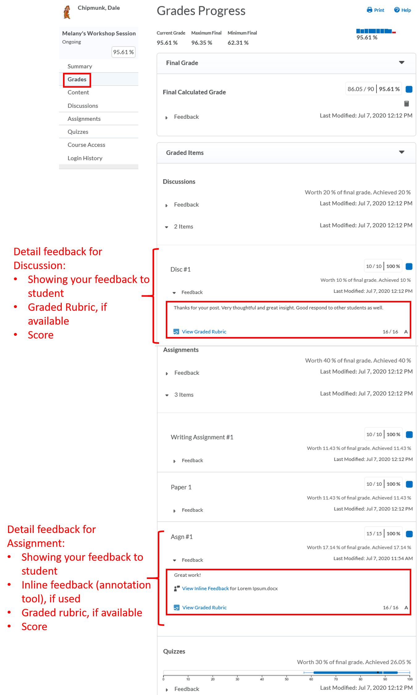class-progress: Student View of Grades Report