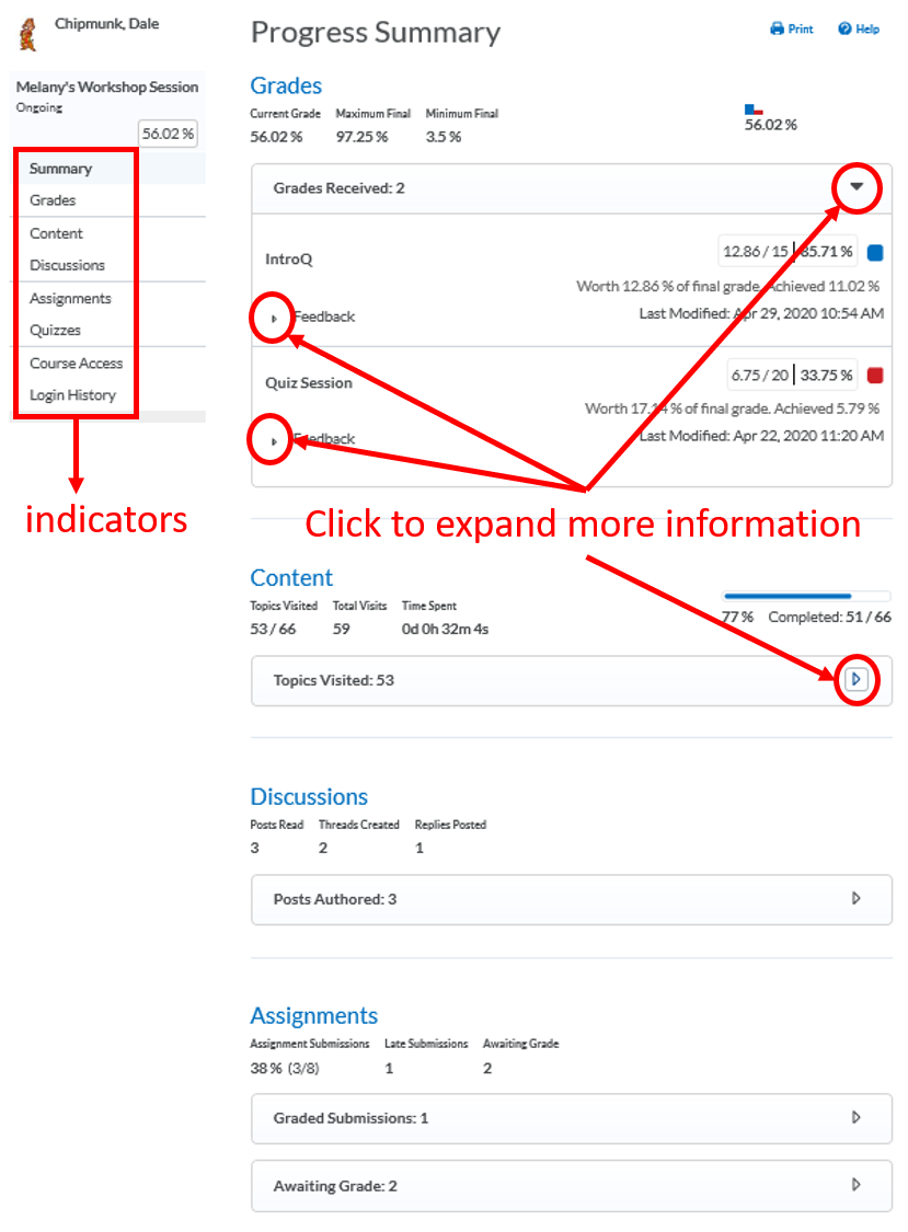 class-progress: Student View of Summary Report