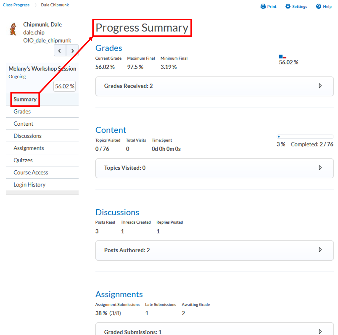 class-progress: View Summary