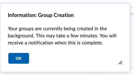 Groups are created in the background