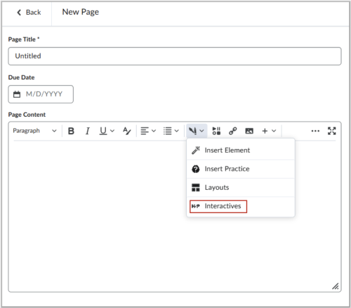 The new H5P interactives workflow is anywhere you edit content in the WYSIWYG editor.