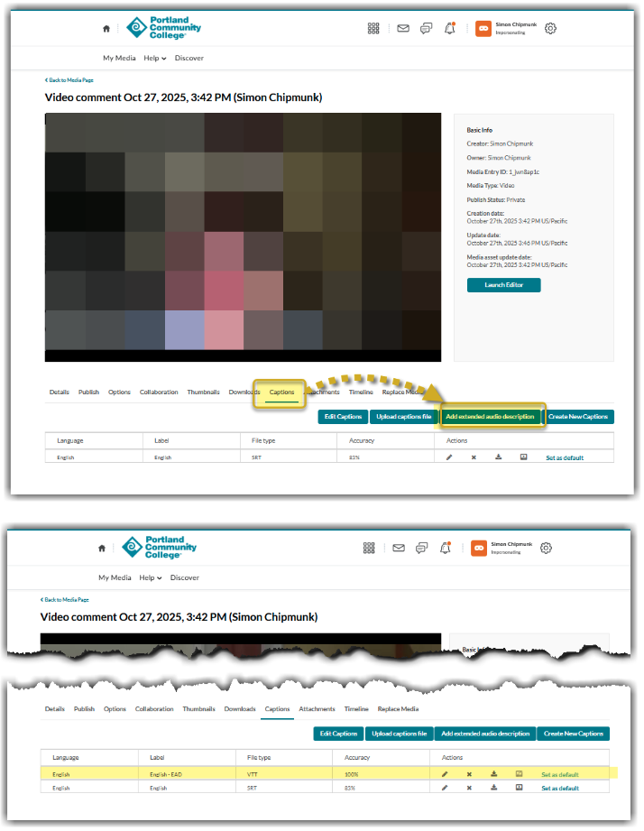 You can now add Extended Audio Descriptions in the My Media tool.