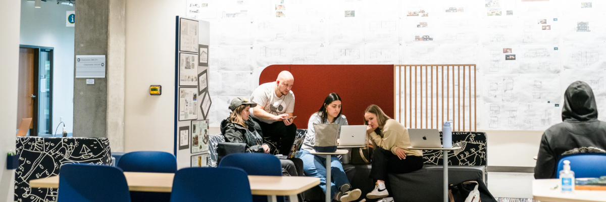 Students working on a group project.