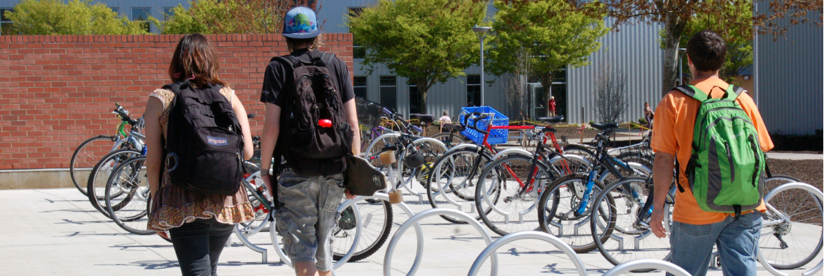 Students walking on PCC campus.