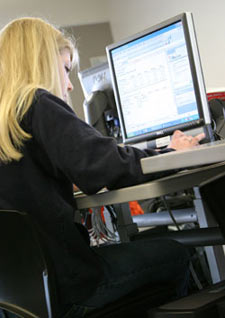 Student using the computer