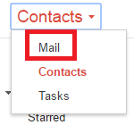 the Contacts menu in gmail
