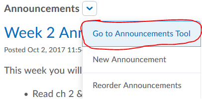 Announcements Tool