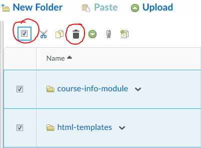 Go to Edit Course and then to Manage Files area. Select all the files and click Delete button.