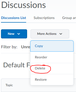 Click More Actions drop-down menu and choose Delete.