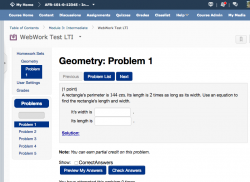 An example of a WeBWorK activity in D2L