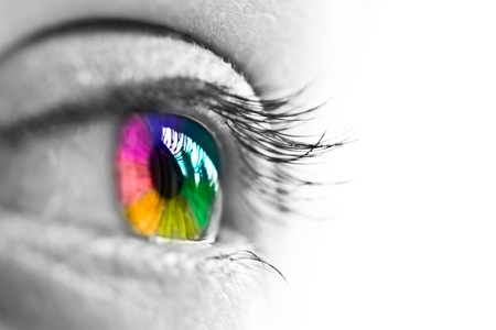 Colorful rainbow eye on white background