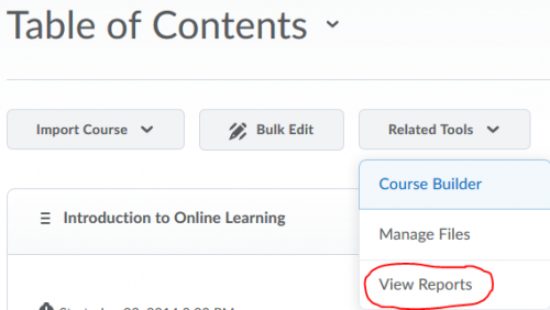 content-table of content-related tools-view reports