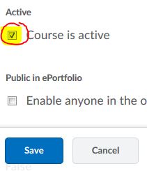 Check the button next to Course is active