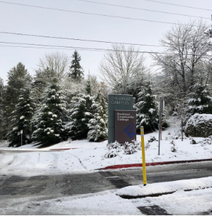 PCC Sylvania campus, snow day, Feb 2019, photo credit to Celina Baguiano