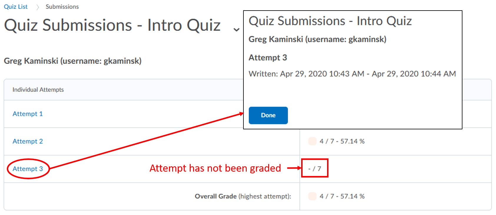 student-view-quiz submission-attempt not graded-add submission views