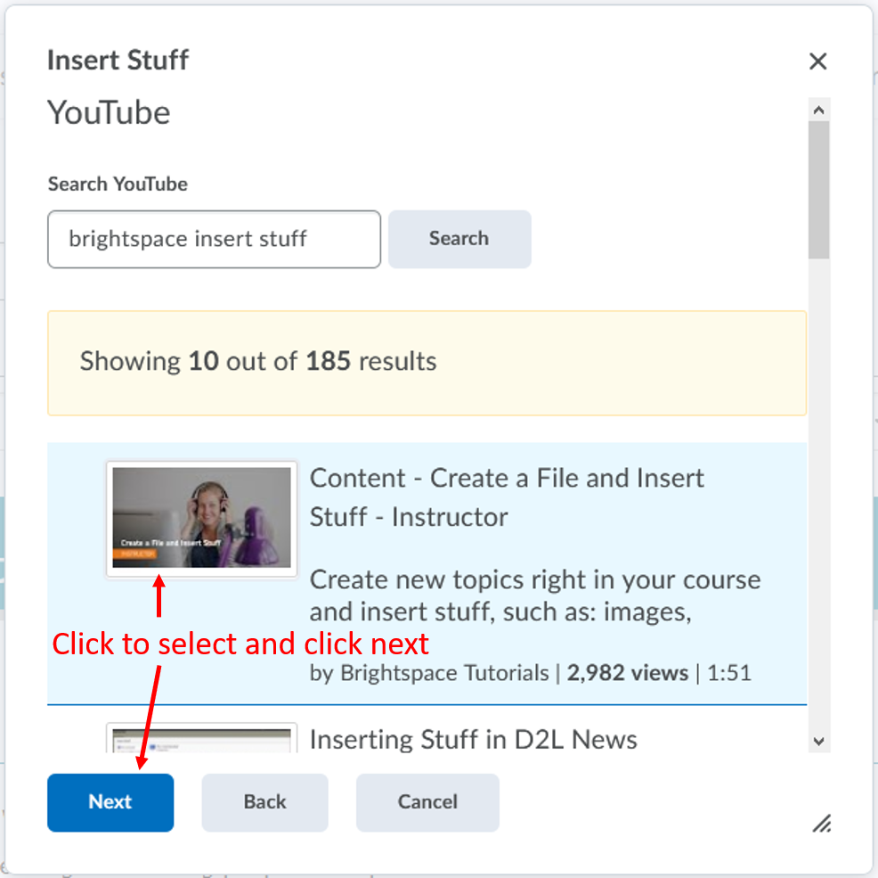Insert Stuff-YouTube-select video