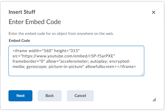 Insert Stuff-copy paste-embed code field