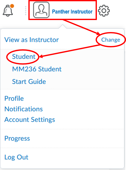 Switch view-change-view as student