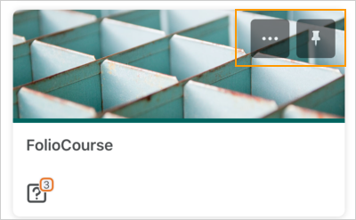 The Courses screen displaying a pinned course tile with the ellipses (...) icon and pin icon