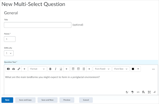 Question text in the classic multi-select question experience