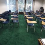 A classroom with empty seats