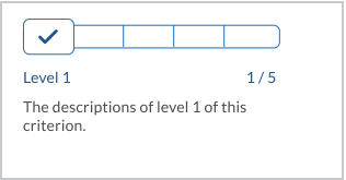 When a level is selected, the level name and description appear, along with the selection indicator 