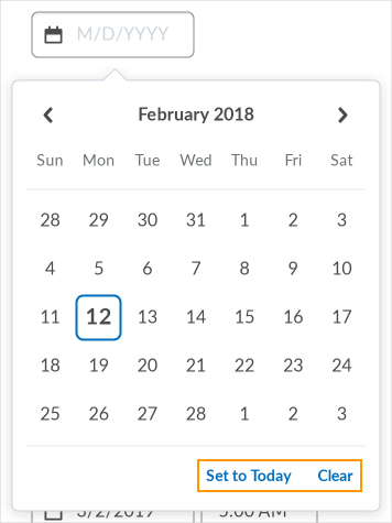 The previous date and time picker in Brightspace Learning Environment