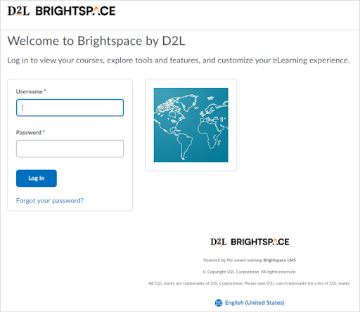 The new visual brand on the Brightspace login page
