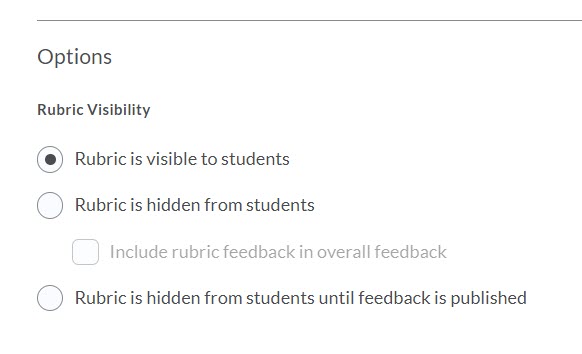 rubric visibility options