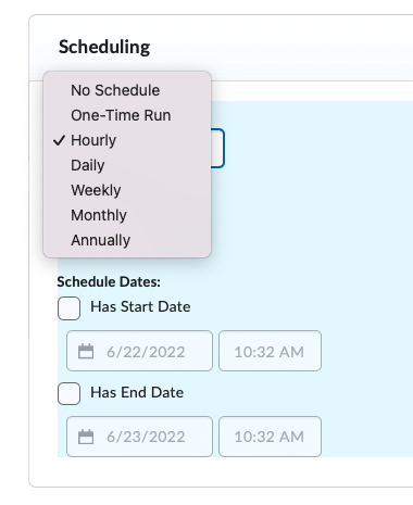 Lots of scheduling options in the new Intelligent Agent interface