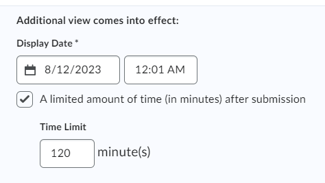 Screenshot of sample Secondary View, which allows you to set the date and time of releasing results.