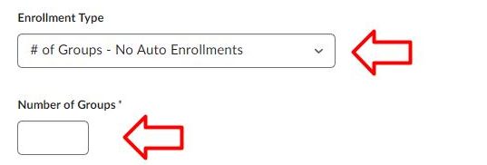 Enrollment Type and the number of groups or users options