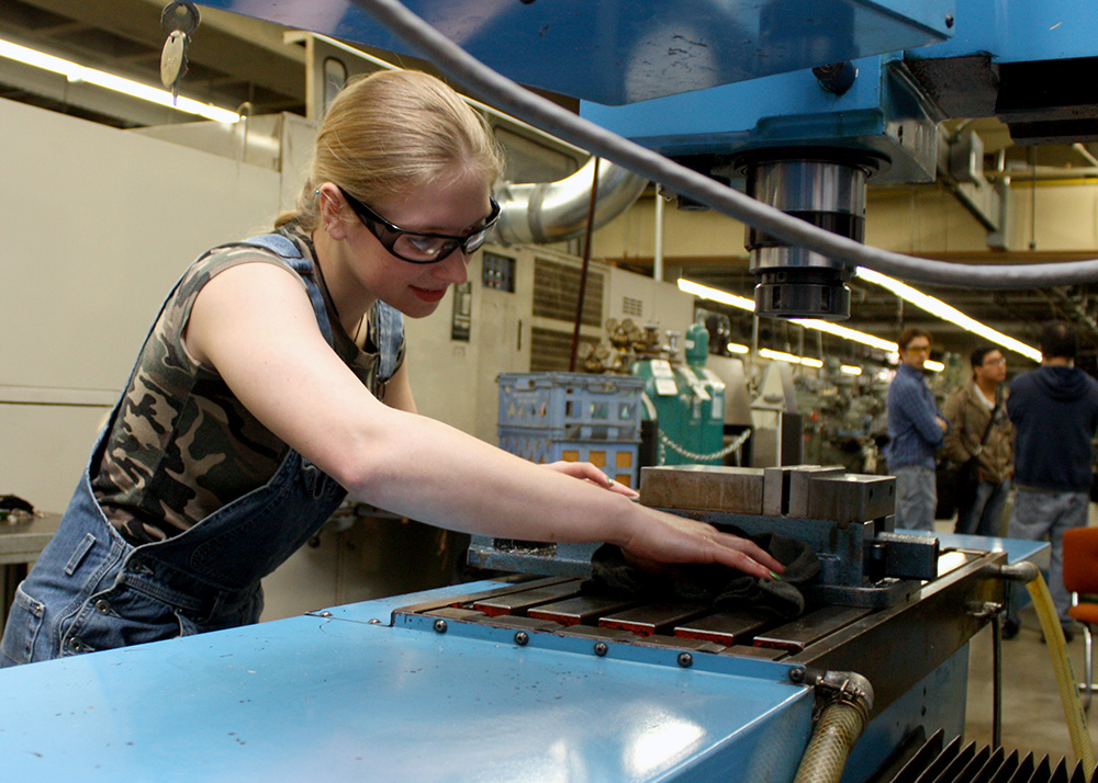 Woman working in a manufacturing space