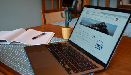 laptop on dining room table