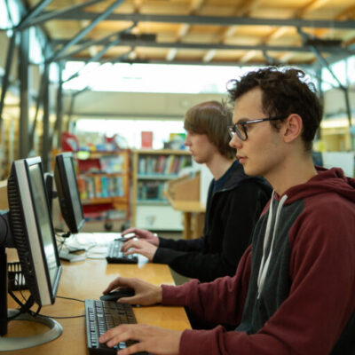 students studying at computer lab