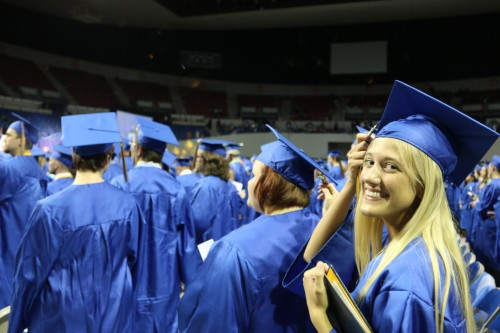 students at graduation ceremony