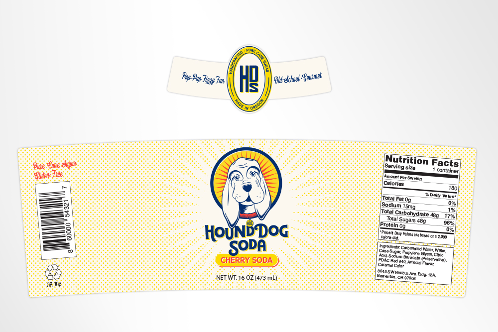 Image of Hound Dog Soda label design